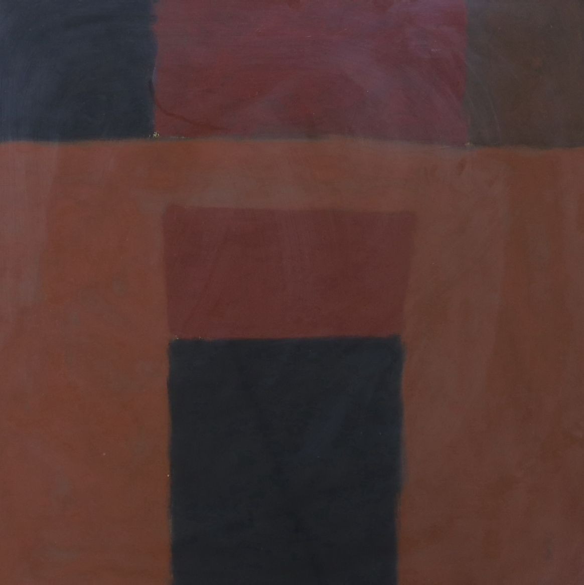 Bryan Illsey (b.1937), oil on canvas, 'Earth with black and red', inscribed verso, 50 x 50cm